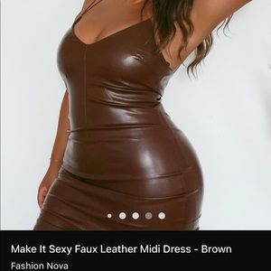 Make it Sexy Faux Leather Midi Dress Fashion Nova dress in brown